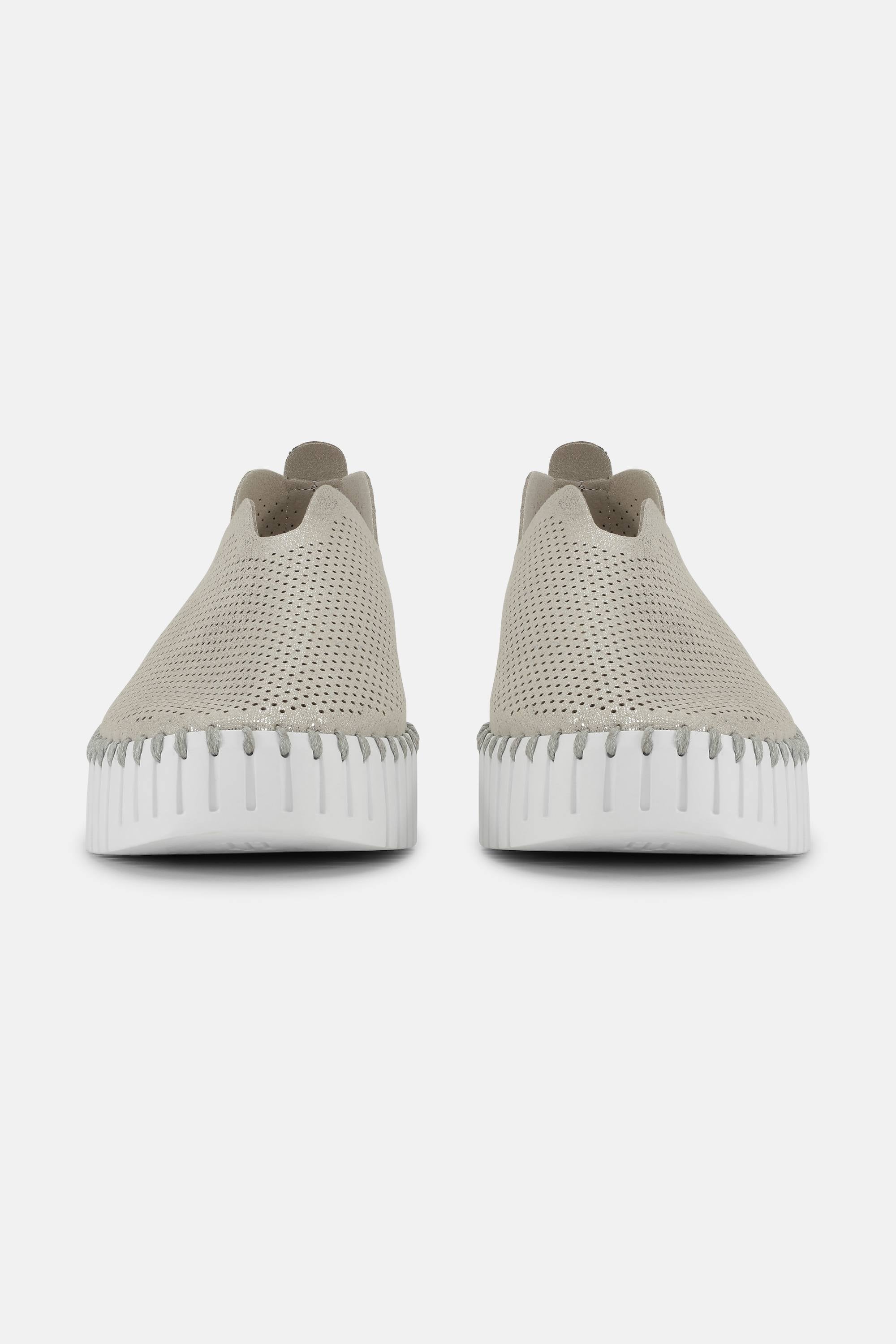 Platform Tulip Sko Glitter - Silver White